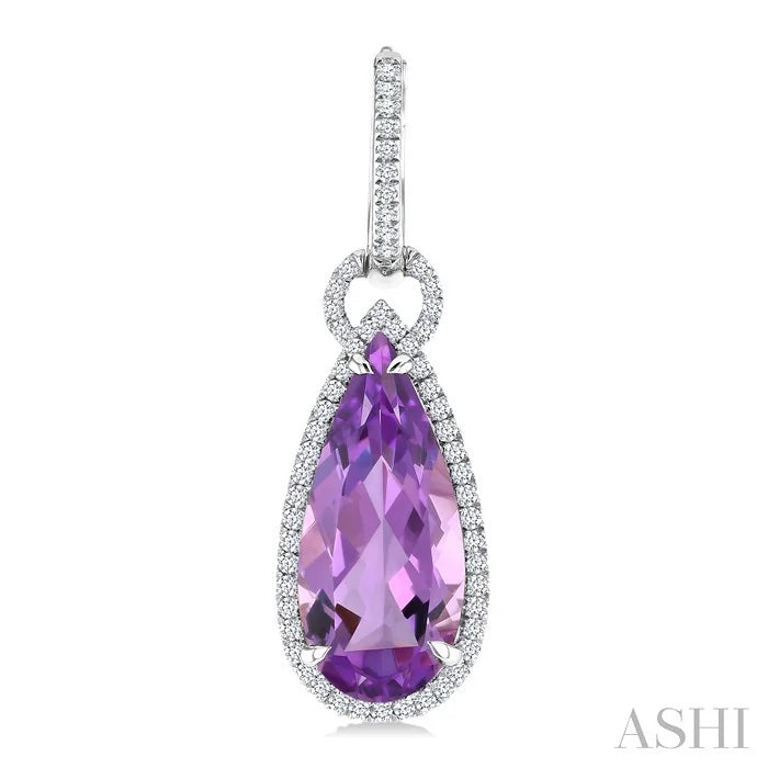 Evoque Gemstone Pear Shape & Halo Diamond Earrings