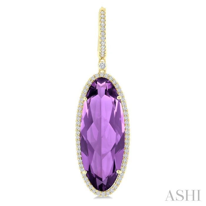 Evoque Gemstone Oval Shape & Halo Diamond Earrings