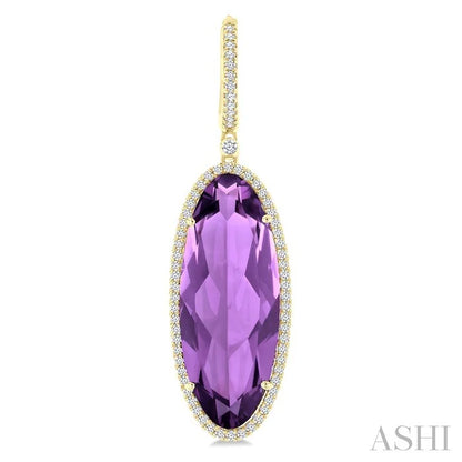 Evoque Gemstone Oval Shape & Halo Diamond Earrings