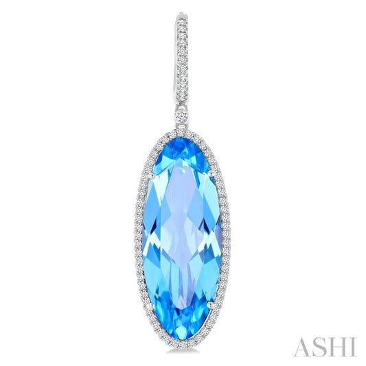 Evoque Gemstone Oval Shape & Halo Diamond Earrings
