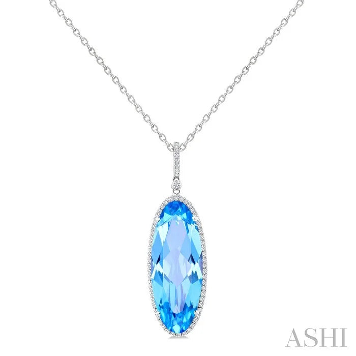 Evoque Gemstone Oval Shape & Halo Diamond Pendant