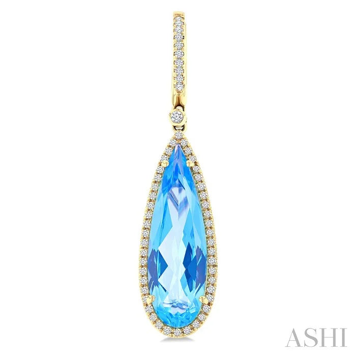 Evoque Gemstone Pear Shape & Halo Diamond Earrings