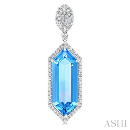 Evoque Gemstone Hexagon Shape & Halo Diamond Earrings