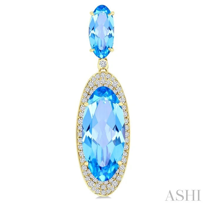 Evoque Gemstone Oval Shape & Halo Diamond Earrings