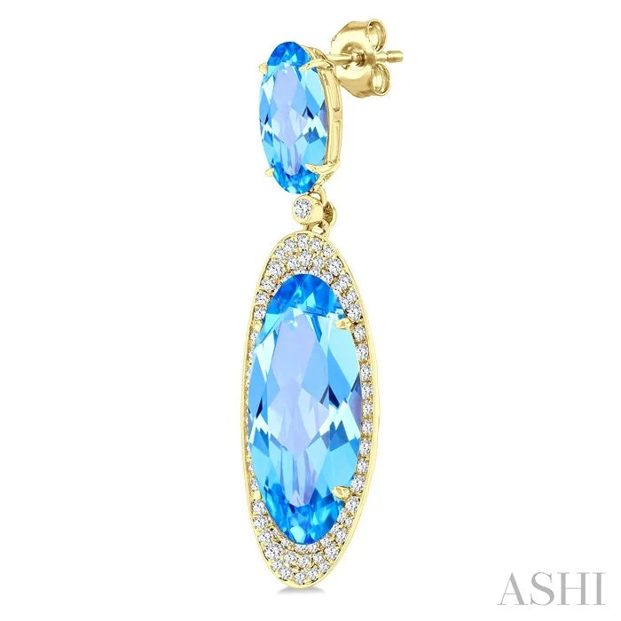 Evoque Gemstone Oval Shape & Halo Diamond Earrings