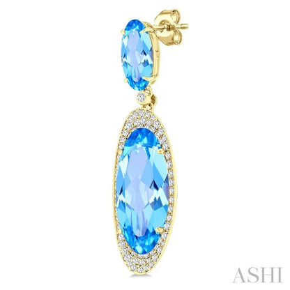 Evoque Gemstone Oval Shape & Halo Diamond Earrings