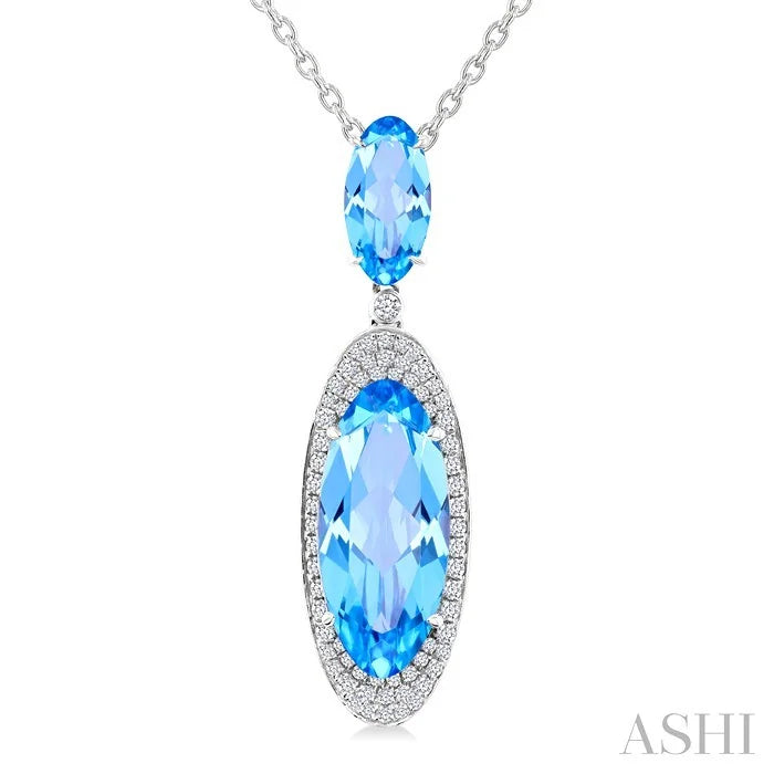 Evoque Gemstone Oval Shape & Halo Diamond Pendant
