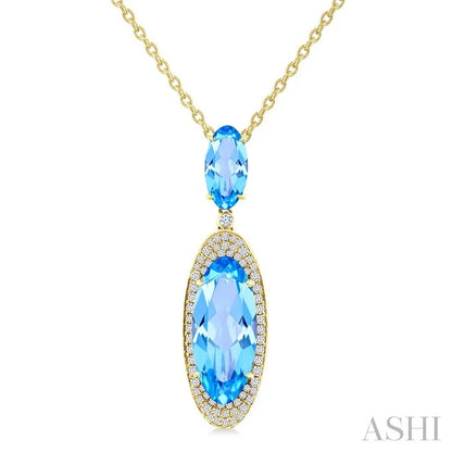 Evoque Gemstone Oval Shape & Halo Diamond Pendant