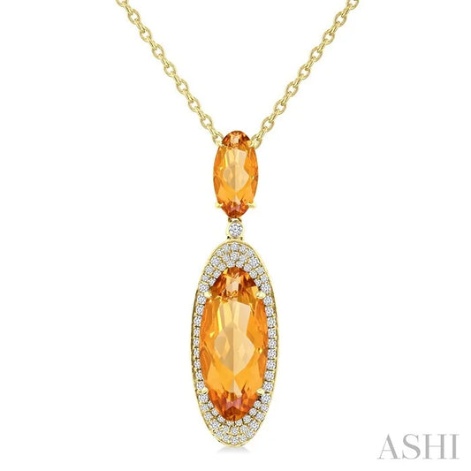 Evoque Gemstone Oval Shape & Halo Diamond Pendant