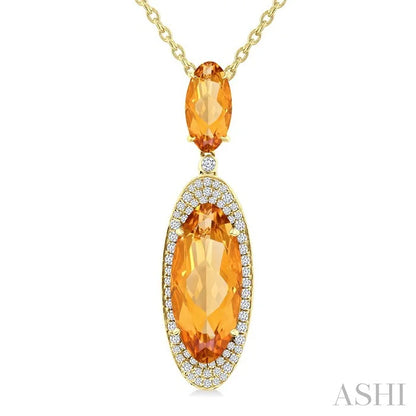 Evoque Gemstone Oval Shape & Halo Diamond Pendant