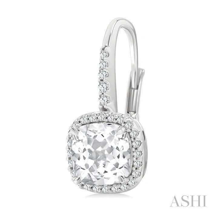 Square Shape Gemstone & Halo Diamond Huggie Earrings