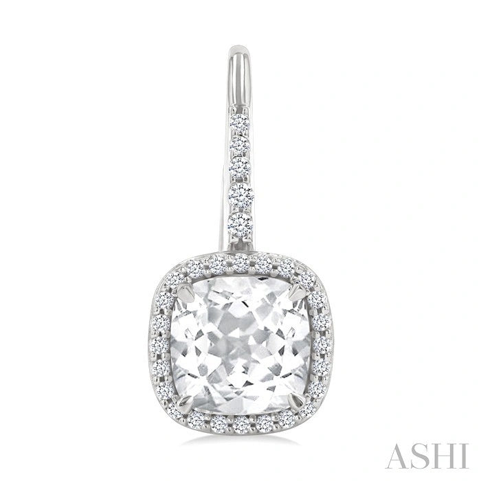 Square Shape Gemstone & Halo Diamond Huggie Earrings