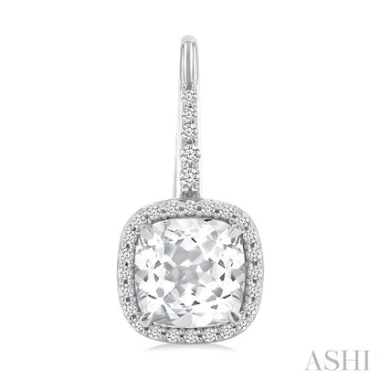 Square Shape Gemstone & Halo Diamond Huggie Earrings