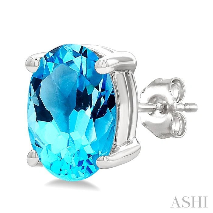 Oval Shape Gemstone Stud Earrings
