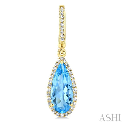 Evoque Gemstone Pear Shape & Halo Diamond Earrings