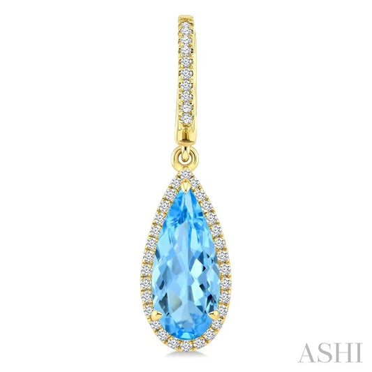 Evoque Gemstone Pear Shape & Halo Diamond Earrings