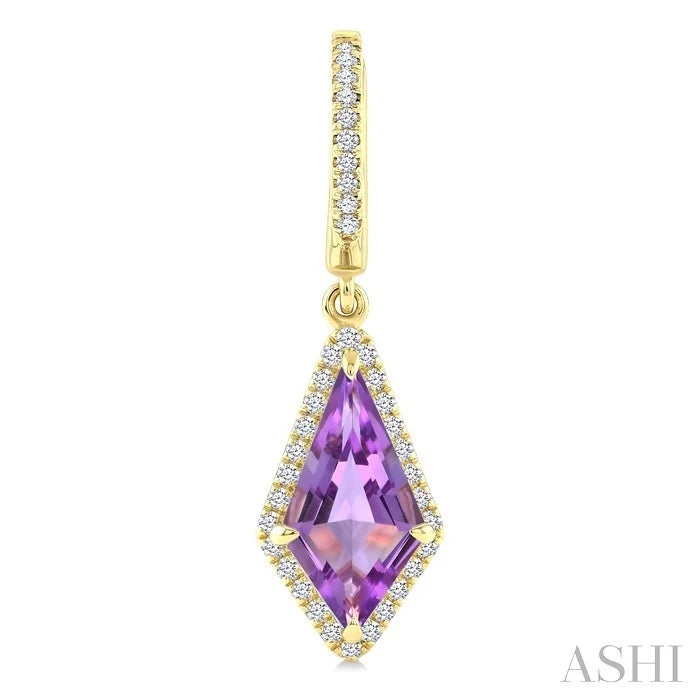 Evoque Gemstone Kite Shape & Halo Diamond Earrings