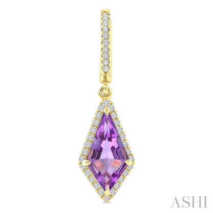 Evoque Gemstone Kite Shape & Halo Diamond Earrings