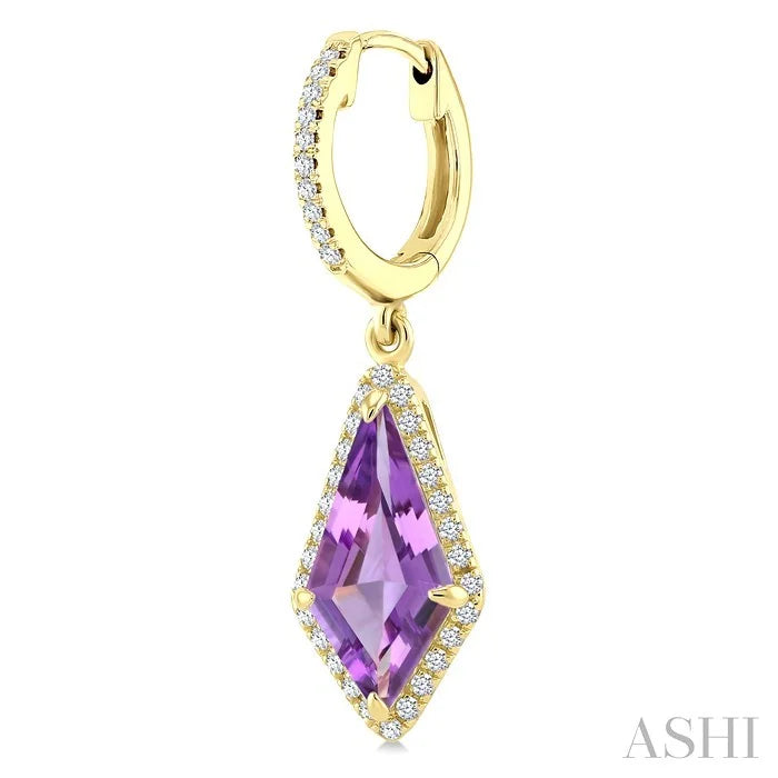 Evoque Gemstone Kite Shape & Halo Diamond Earrings