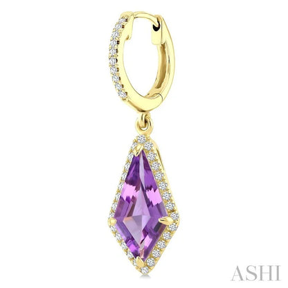 Evoque Gemstone Kite Shape & Halo Diamond Earrings