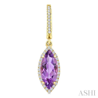 Evoque Gemstone Marquise Shape & Halo Diamond Earrings
