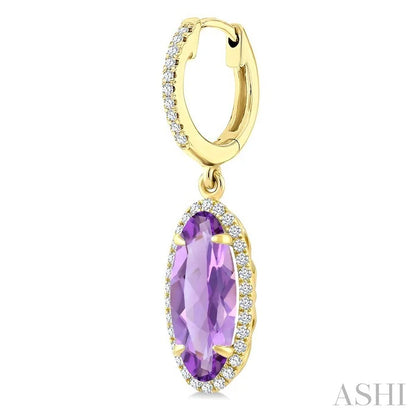 Evoque Gemstone Oval Shape & Halo Diamond Earrings