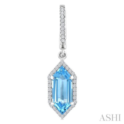 Evoque Gemstone Hexagon Shape & Halo Diamond Earrings