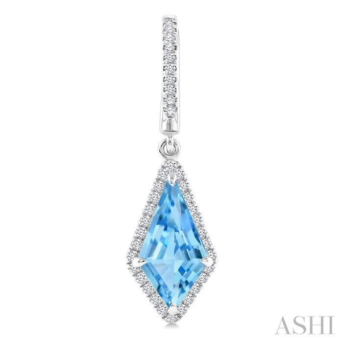 Evoque Gemstone Kite Shape & Halo Diamond Earrings