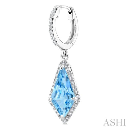 Evoque Gemstone Kite Shape & Halo Diamond Earrings