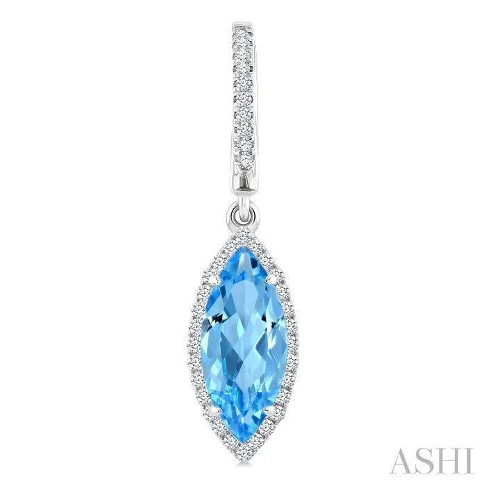 Evoque Gemstone Marquise Shape & Halo Diamond Earrings