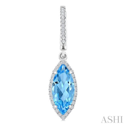 Evoque Gemstone Marquise Shape & Halo Diamond Earrings