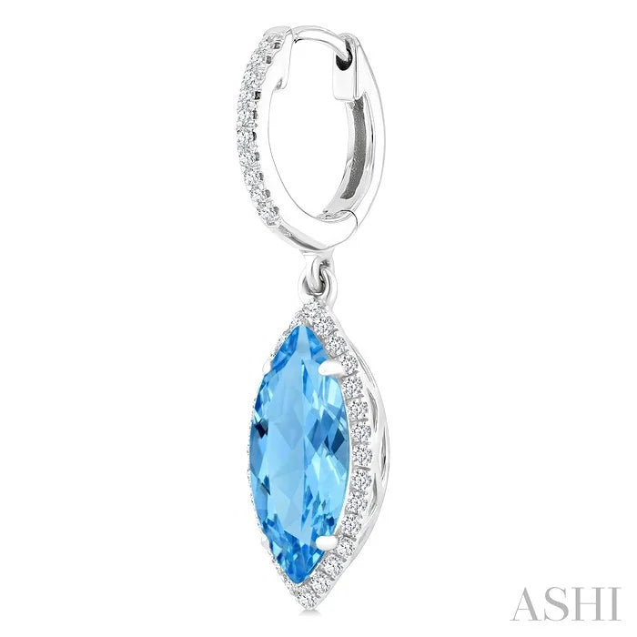 Evoque Gemstone Marquise Shape & Halo Diamond Earrings