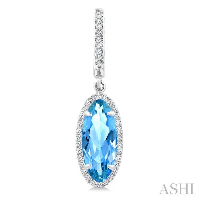 Evoque Gemstone Oval Shape & Halo Diamond Earrings