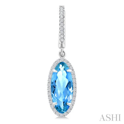 Evoque Gemstone Oval Shape & Halo Diamond Earrings