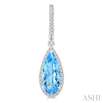 Evoque Gemstone Pear Shape & Halo Diamond Earrings