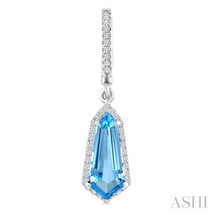Evoque Gemstone Shield Shape & Halo Diamond Earrings