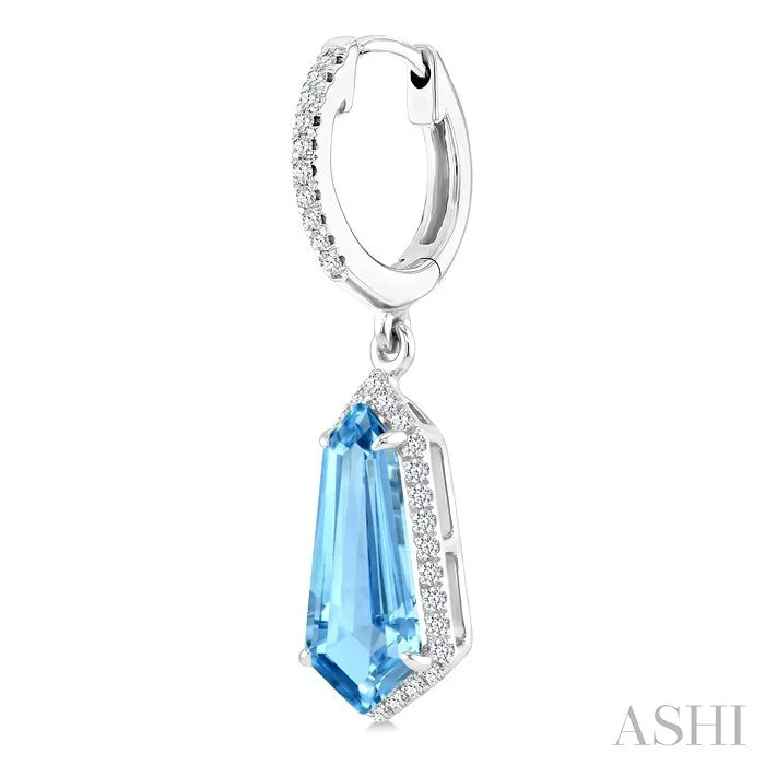 Evoque Gemstone Shield Shape & Halo Diamond Earrings