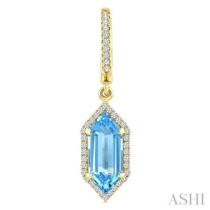 Evoque Gemstone Hexagon Shape & Halo Diamond Earrings