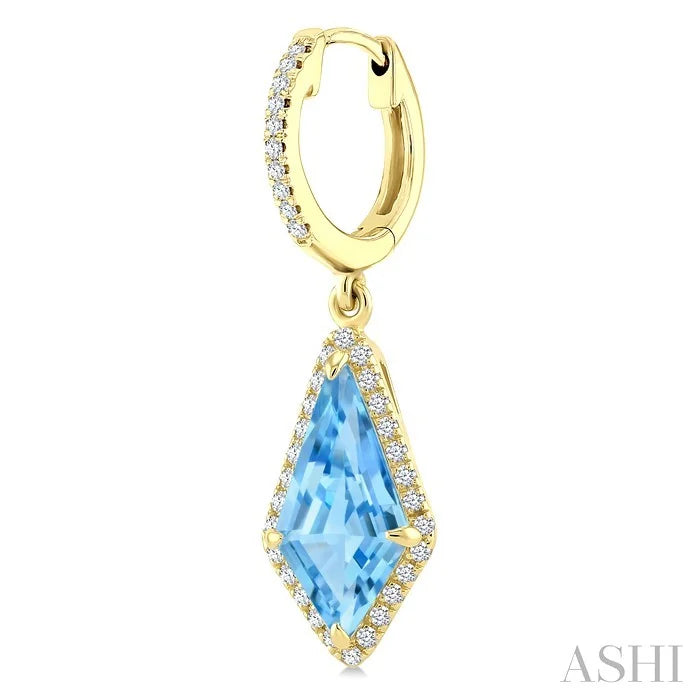 Evoque Gemstone Kite Shape & Halo Diamond Earrings