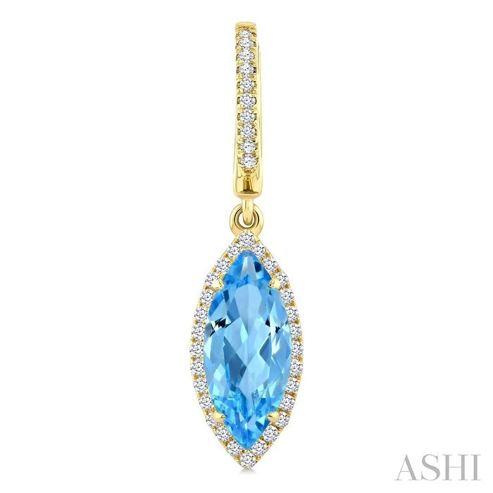 Evoque Gemstone Marquise Shape & Halo Diamond Earrings