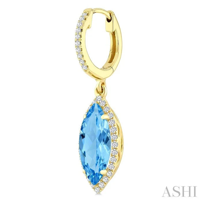 Evoque Gemstone Marquise Shape & Halo Diamond Earrings