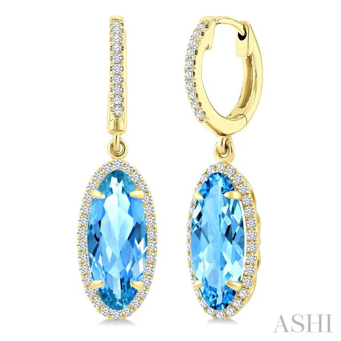 Evoque Gemstone Oval Shape & Halo Diamond Earrings