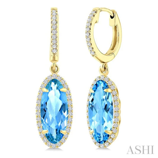 Evoque Gemstone Oval Shape & Halo Diamond Earrings