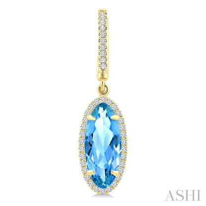 Evoque Gemstone Oval Shape & Halo Diamond Earrings