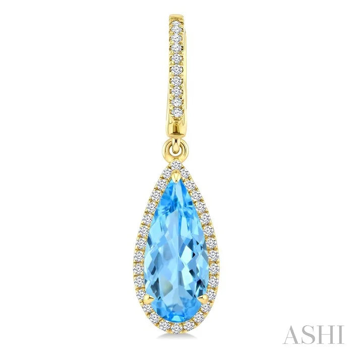 Evoque Gemstone Pear Shape & Halo Diamond Earrings