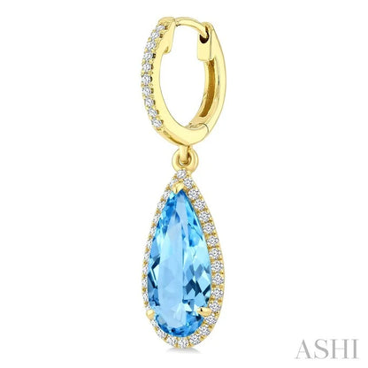 Evoque Gemstone Pear Shape & Halo Diamond Earrings