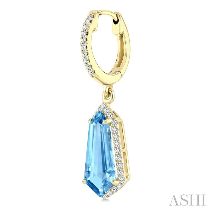 Evoque Gemstone Shield Shape & Halo Diamond Earrings