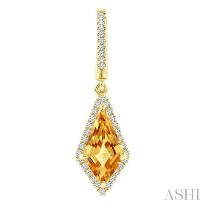 Evoque Gemstone Kite Shape & Halo Diamond Earrings