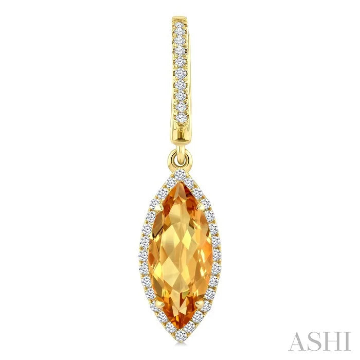 Evoque Gemstone Marquise Shape & Halo Diamond Earrings