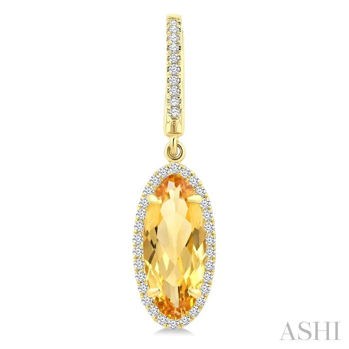 Evoque Gemstone Oval Shape & Halo Diamond Earrings